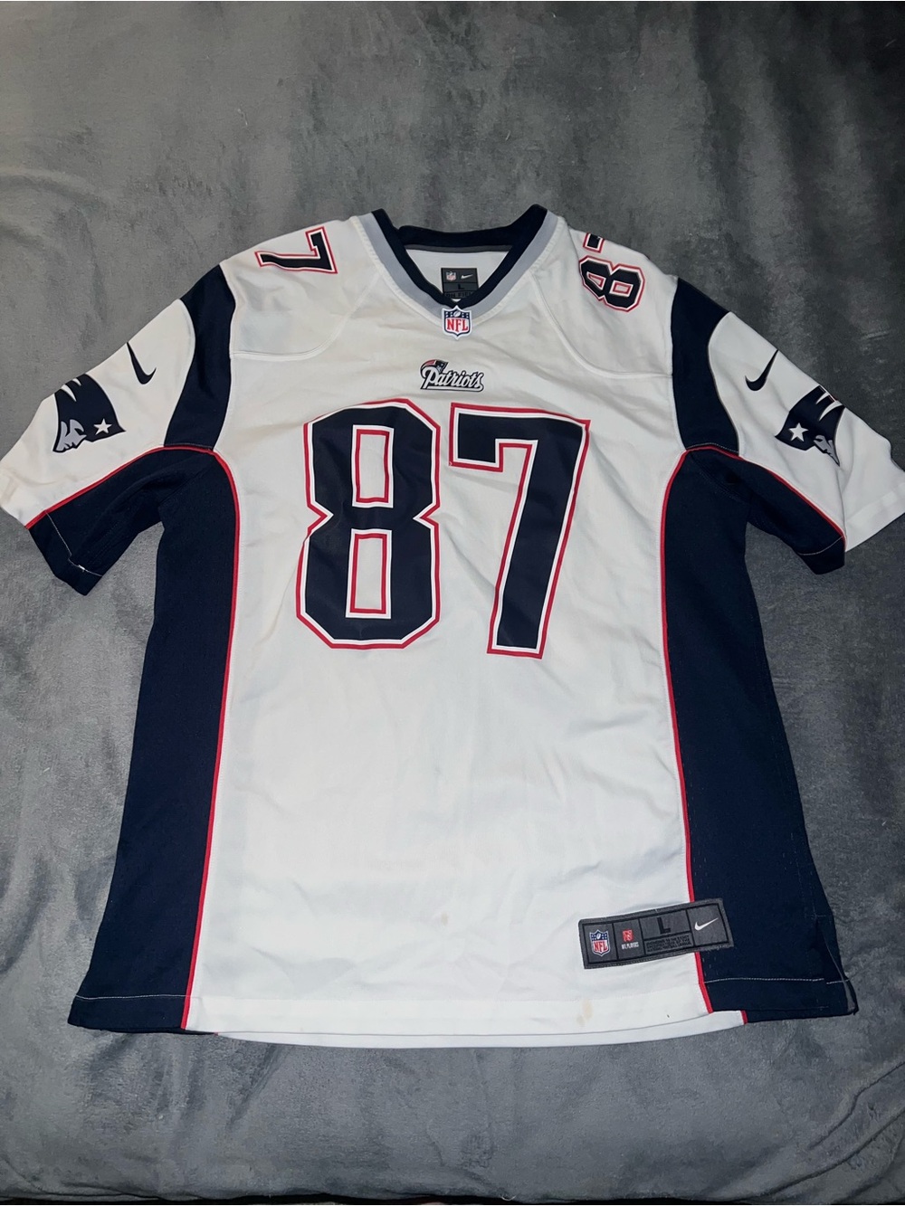 NFL New England Patriots #87 White Navy Football Jersey